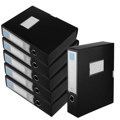 HEIYUET 6 Stück Schwarz Aktenboxen A4, Sammelbox A4 Kunststoff mit Rückenschild, Dokumentenbox Plastik Archivbox für Ordner, Dokumenten Organisation HEIYUET 6 Stück Schwarz Aktenboxen A4, Sammelbox A4 Kunststoff mit Rückenschild, Dokumentenbox Plastik Archivbox für Ordner, Dokumenten Organisation von HEIYUET