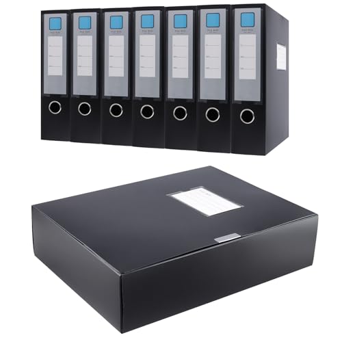 HEIYUET 8 Stück Schwarz Aktenboxen A4, Sammelbox A4 Kunststoff mit 75mm Breit Rücken, Dokumentenbox Plastik Archivbox für Ordner Aufbewahrung HEIYUET 8 Stück Schwarz Aktenboxen A4, Sammelbox A4 Kunststoff mit 75mm Breit Rücken, Dokumentenbox Plastik Archivbox für Ordner Aufbewahrung von HEIYUET