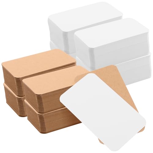 HEIYUET 800 Stück 5x9 cm Kraftpapier Karten Weiß und Braun, 250g/m² Blanko Papier Karten, Blanko Karteikarten zum Selbstgestalten für DIY, Visitenkarten, Geschenkanhänger und Nachrichte von HEIYUET