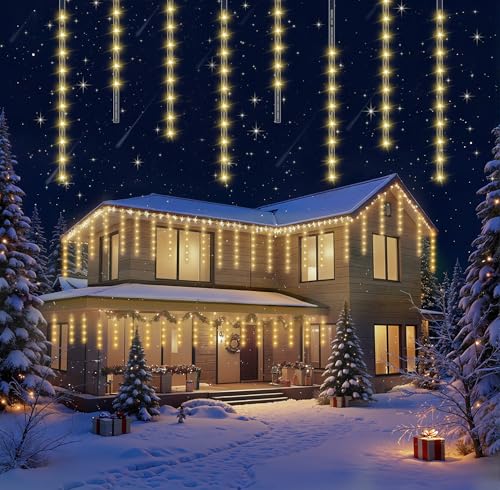 Weihnachtsbeleuchtung Außen,16 Röhren 40 CM 576 LEDs eiszapfen lichterkette außen,Wasserdichte Fallende Regen Lichter für Weihnachtsdekoration Halloween Party Festival,Weihnachtsdeko Aussen Weiß Weihnachtsbeleuchtung Außen,16 Röhren 40 CM 576 LEDs eiszapfen lichterkette außen,Wasserdichte Fallende Regen Lichter für Weihnachtsdekoration Halloween Party Festival,Weihnachtsdeko Aussen Weiß von HEKEXIN