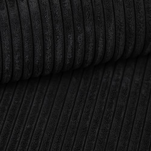 Heko Panels Murano Polsterstoff Cord-Optik Meterware Stoff zum Nähen Möbelstoff Abriebfestigkeit 35000 Zyklen 100 x 142 cm Schwarz von HEKO PANELS