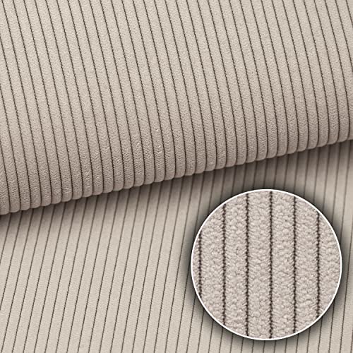 Heko Panels Murano Polsterstoff Cord-Optik Meterware Stoff zum Nähen Möbelstoff Abriebfestigkeit 35000 Zyklen 100 x 142 cm Beige von HEKO PANELS