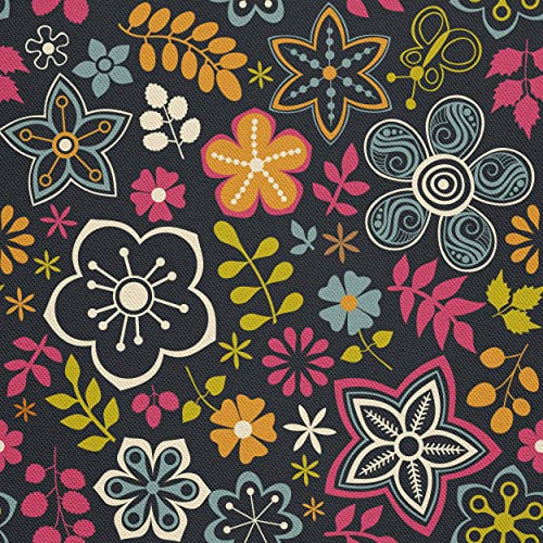 HEKO PANELS Oxford Wasserdichte Meterware Canvas Polyester Stoff Zum Nähen, Möbel- und Dekostoffe, Handwerken, Wasserabweisend, Blickdicht, Blumen Bunt, 5 Meter 155 x 500 cm von HEKO PANELS