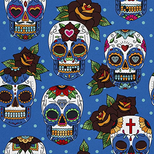 HEKO PANELS Oxford Wasserdichte Meterware Canvas Polyester Stoff Zum Nähen, Möbel- und Dekostoffe, Wasserabweisend Blickdicht, Dia De Los Muertos, 2 Meter 155 x 200 cm von HEKO PANELS