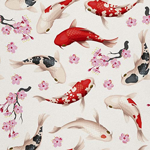HEKO PANELS Oxford Wasserdichte Meterware Canvas Stoff - Polyester Zum Nähen, Dekostoffe Wasserabweisend Blickdicht - Koi Fische Karpfen Sakura - 5 Meter 155 x 500 cm HEKO PANELS Oxford Wasserdichte Meterware Canvas Stoff - Polyester Zum Nähen, Dekostoffe Wasserabweisend Blickdicht - Koi Fische Karpfen Sakura - 5 Meter 155 x 500 cm von HEKO PANELS
