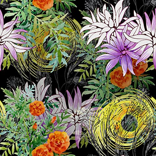 HEKO PANELS Oxford Wasserdichte Meterware Canvas-Stoff Polyester Zum Nähen Nähstoffe Möbelstoffe Dekostoffe Handwerken Wasserabweisend Blickdicht Blumen Bunt 2 Meter 155 x 200 cm von HEKO PANELS