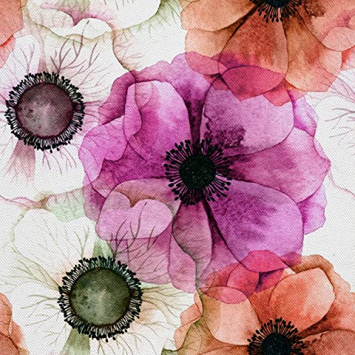 HEKO PANELS Oxford Wasserdichte Meterware Canvas-Stoff Polyester Zum Nähen Nähstoffe Möbelstoffe Dekostoffe Wasserabweisend Blickdicht Blumen Wasserfarbe 2 Meter 155 x 200 cm von HEKO PANELS