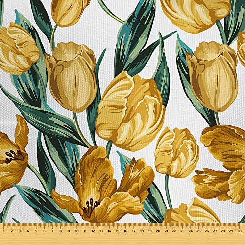 HEKO PANELS Stoff Oxford Wasserdichte Meterware CanvasPolyester Stoff Zum Nähen Nähstoffe Möbelstoffe Dekostoffe Handwerken Wasserabweisend Blickdicht Blumen Tulpen 100 x 155 cm von HEKO PANELS