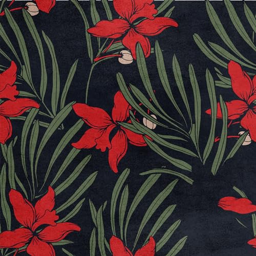 HEKO PANELS Samt Stoff Meterware Dekostoff Bedruckt Möbelstoff Polsterstoff Samtstoff Velvet Polyester Stoffe Zum Nähen Wasserabweisend Royal Rote Blumen 140 x 200 cm RDX229 von HEKO PANELS