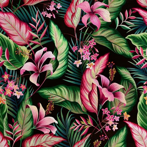 HEKO PANELS Samt Stoff Meterware Dekostoff Bedruckt Möbelstoff Polsterstoff Samtstoff Velvet Polyester Stoffe Zum Nähen Wasserabweisend Royal Tropische Blumen 140 x 100 cm RDX297 von HEKO PANELS