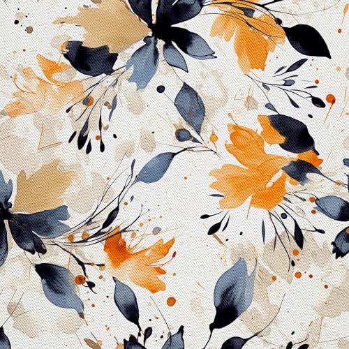 HEKO PANELS Stoff Oxford Wasserdichte Meterware Canvas-Stoff Polyester Nähstoff Dekostoffe Handwerken Wasserabweisend Blickdicht Blumenmuster Blumen Aquarell Wasserfarbe 1 Meter 155 x 100 cm DX2038 von HEKO PANELS