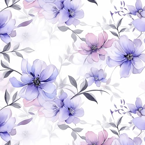 HEKO PANELS Stoff Oxford Wasserdichte Meterware Canvas-Stoff Polyester Nähstoff Dekostoffe Handwerken Wasserabweisend Blickdicht Blumenmuster Blumen Aquarell Wasserfarbe 1 Meter 155 x 100 cm DX2121 von HEKO PANELS