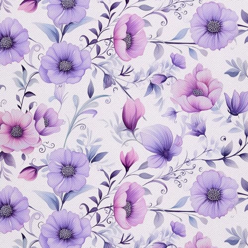 HEKO PANELS Stoff Oxford Wasserdichte Meterware Canvas-Stoff Polyester Nähstoff Dekostoffe Handwerken Wasserabweisend Blickdicht Blumenmuster Blumen Aquarell Wasserfarbe 1 Meter 155 x 100 cm DX2598 von HEKO PANELS