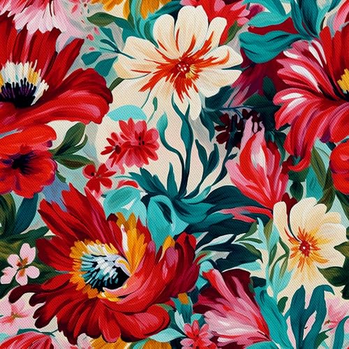 HEKO PANELS Stoff Oxford Wasserdichte Meterware Canvas-Stoff Polyester Nähstoff Dekostoffe Handwerken Wasserabweisend Blickdicht Blumenmuster Blumen Aquarell Wasserfarbe 5 Meter 155 x 500 cm DX2039 von HEKO PANELS