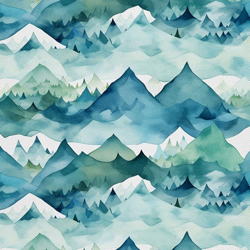 HEKO PANELS Stoff Oxford Wasserdichte Meterware Canvas-Stoff Polyester Nähstoff Dekostoffe Handwerken Wasserabweisend Blickdicht Gebirge Landschaft Aquarell Wasserfarbe 3 Meter 155 x 300 cm DX2764 von HEKO PANELS