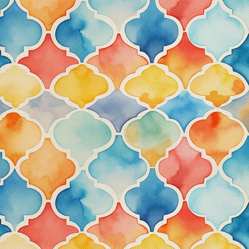 HEKO PANELS Stoff Oxford Wasserdichte Meterware Canvas-Stoff Polyester Nähstoff Dekostoffe Handwerken Wasserabweisend Blickdicht Geometrisches Muster Aquarell Wasserfarbe 1 Meter 155 x 100 cm DX2074 von HEKO PANELS