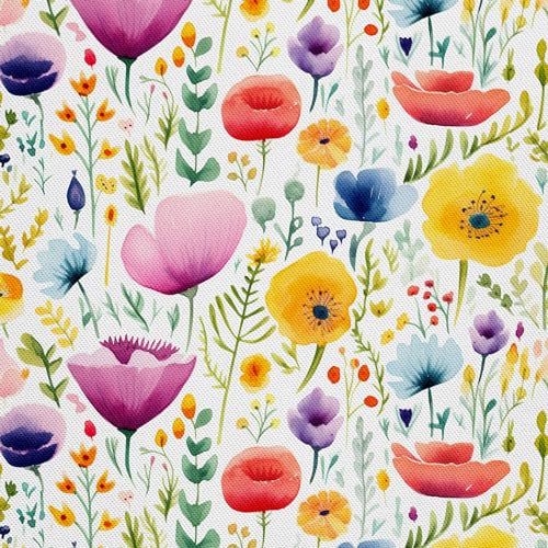 HEKO PANELS Stoff Oxford Wasserdichte Meterware Canvas-Stoff Polyester Nähstoff Dekostoffe Handwerken Wasserabweisend Blickdicht Pflanzen Blumen Aquarell Wasserfarbe 1 Meter 155 x 100 cm DX3016 von HEKO PANELS