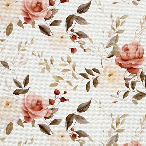 HEKO PANELS Stoff Oxford Wasserdichte Meterware Canvas-Stoff Polyester Nähstoff Dekostoffe Handwerken Wasserabweisend Blickdicht Rosen Blumen Aquarell Wasserfarbe 5 Meter 155 x 500 cm DX2134 von HEKO PANELS