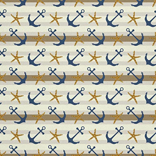 HEKO PANELS Stoff Oxford Wasserdichte Meterware Canvas-Stoff Polyester Stoff Zum Nähen Nähstoffe Dekostoffe Wasserabweisend Blickdicht Anker Seesterne 5 Meter 155 x 500 cm von HEKO PANELS