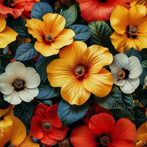 HEKO PANELS Stoff Oxford Wasserdichte Meterware Canvas-Stoff Polyester Stoff Zum Nähen Nähstoffe Dekostoffe Wasserabweisend Blickdicht Blumen 5 Meter 155 x 500 cm von HEKO PANELS