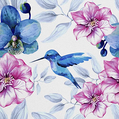 HEKO PANELS Oxford Wasserdichte Meterware Canvas Polyester Stoff Zum Nähen, Dekostoffe Wasserabweisend Blickdicht Blumen Kolibri 2 Meter 155 x 200 cm von HEKO PANELS