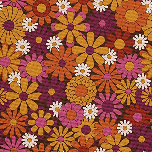 HEKO PANELS Stoff Oxford Wasserdichte Meterware Canvas-Stoff Polyester Stoff Zum Nähen Nähstoffe Dekostoffe Wasserabweisend Blickdicht Blumen Pink Orange 3 Meter 155 x 300 cm von HEKO PANELS