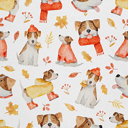 HEKO PANELS Stoff Oxford Wasserdichte Meterware Canvas-Stoff Polyester Stoff Zum Nähen Nähstoffe Dekostoffe Wasserabweisend Blickdicht Hunde Herbst 1 Meter 155 x 100 cm, DX1299 von HEKO PANELS