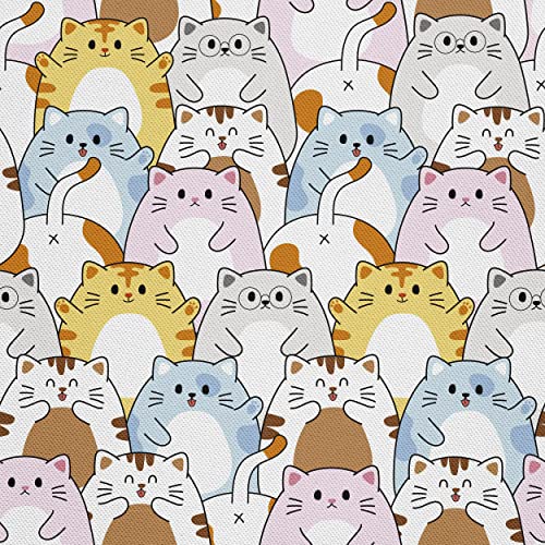 HEKO PANELS Stoff Oxford Wasserdichte Meterware Canvas-Stoff Polyester Stoff Zum Nähen Nähstoffe Dekostoffe Wasserabweisend Blickdicht Katzen 1 Meter 155 x 100 cm von HEKO PANELS