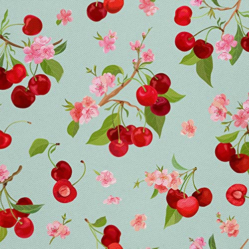 HEKO PANELS Stoff Oxford Wasserdichte Meterware Canvas-Stoff Polyester Stoff Zum Nähen Nähstoffe Dekostoffe Wasserabweisend Blickdicht Kirschen Kirschblüten 1 Meter 155 x 100 cm von HEKO PANELS