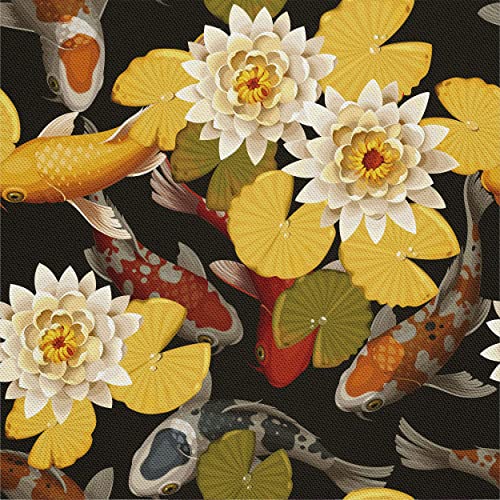 HEKO PANELS Stoff Oxford Wasserdichte Meterware Canvas-Stoff Polyester Stoff Zum Nähen Nähstoffe Dekostoffe Wasserabweisend Blickdicht Koi Fische Karpfen 2 Meter 155 x 200 cm von HEKO PANELS