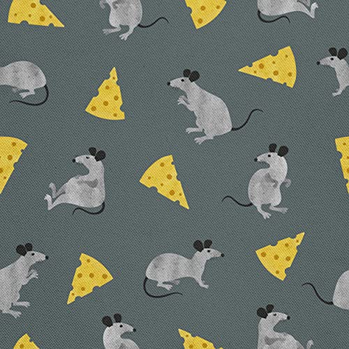 HEKO PANELS Stoff Oxford Wasserdichte Meterware Canvas-Stoff Polyester Stoff Zum Nähen Nähstoffe Dekostoffe Wasserabweisend Blickdicht Mäuse Käse 5 Meter 155 x 500 cm von HEKO PANELS