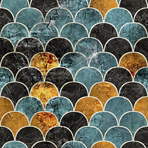 HEKO PANELS Stoff Oxford Wasserdichte Meterware Canvas-Stoff Polyester Stoff Zum Nähen Nähstoffe Dekostoffe Wasserabweisend Blickdicht Marmoriertes Muster Schuppen 5 Meter 155 x 500 cm von HEKO PANELS