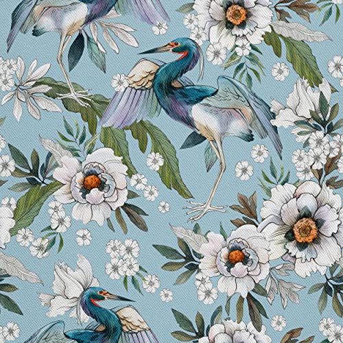 HEKO PANELS Stoff Oxford Wasserdichte Meterware Canvas-Stoff Polyester Stoff Zum Nähen Nähstoffe Dekostoffe Wasserabweisend Blickdicht Reiher Blumen 1 Meter 155 x 100 cm von HEKO PANELS