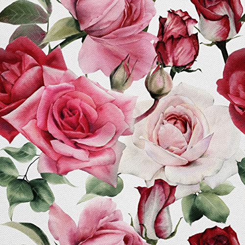 HEKO PANELS Stoff Oxford Wasserdichte Meterware Canvas-Stoff Polyester Stoff Zum Nähen Nähstoffe Dekostoffe Wasserabweisend Blickdicht Rosen Blumen 2 Meter 155 x 200 cm von HEKO PANELS