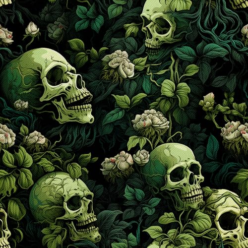 HEKO PANELS Stoff Oxford Wasserdichte Meterware Canvas-Stoff Polyester Stoff Zum Nähen Nähstoffe Dekostoffe Wasserabweisend Blickdicht Schädel Blumen 1 Meter 155 x 100 cm von HEKO PANELS