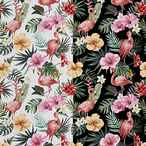 HEKO PANELS Oxford Wasserdichte Meterware Canvas Polyester Stoff Zum Nähen, Dekostoffe Wasserabweisend Blickdicht Tropen Flamingos 2 Meter 155 x 200 cm von HEKO PANELS