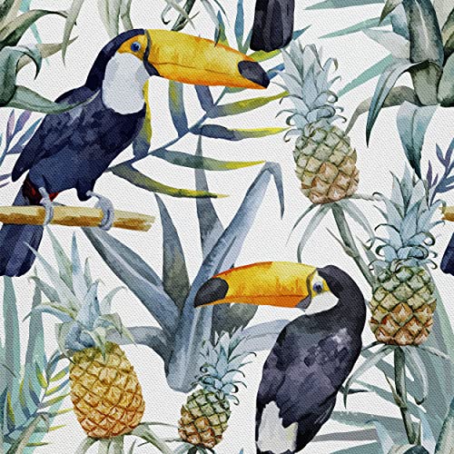 HEKO PANELS Stoff Oxford Wasserdichte Meterware Canvas-Stoff Polyester Stoff Zum Nähen Nähstoffe Dekostoffe Wasserabweisend Blickdicht Tukane Ananas 5 Meter 155 x 500 cm von HEKO PANELS