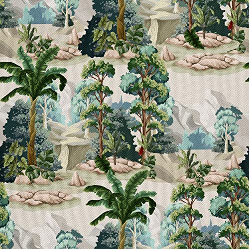 HEKO PANELS Stoff Oxford Wasserdichte Meterware Canvas-Stoff Polyester Stoff Zum Nähen Nähstoffe Möbelstoffe Dekostoffe Handwerken Wasserabweisend Blickdicht Bäume Berge 1 Meter 155 x 100 cm, DX1764 von HEKO PANELS