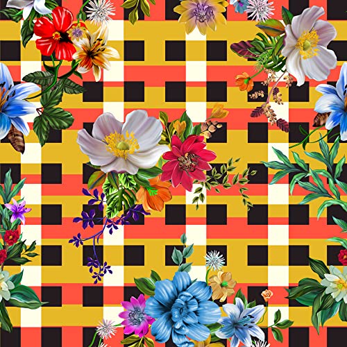 HEKO PANELS Stoff Oxford Wasserdichte Meterware CanvasPolyester Stoff Zum Nähen Nähstoffe Möbelstoffe Dekostoffe Handwerken Wasserabweisend Blickdicht Blumen Bunt Kariert 100 x 155 cm von HEKO PANELS