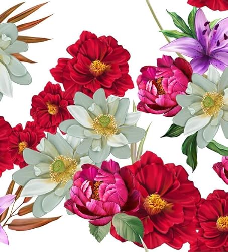 HEKO PANELS Stoff Oxford Wasserdichte Meterware CanvasPolyester Stoff Zum Nähen Nähstoffe Möbelstoffe Dekostoffe Handwerken Wasserabweisend Blickdicht Blumen Bunt Weiß 100 x 155 cm von HEKO PANELS