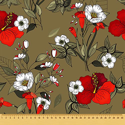 HEKO PANELS Stoff Oxford Wasserdichte Meterware CanvasPolyester Stoff Zum Nähen Nähstoffe Möbelstoffe Dekostoffe Handwerken Wasserabweisend Blickdicht Blumen Cappuccino 100 x 155 cm von HEKO PANELS