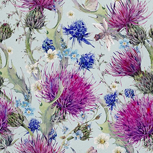 HEKO PANELS Stoff Oxford Wasserdichte Meterware Canvas-Stoff Polyester Stoff Zum Nähen Nähstoffe Möbelstoffe Dekostoffe Handwerken Wasserabweisend Blickdicht Blumen Disteln 1 Meter 155 x 100 cm von HEKO PANELS