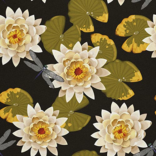HEKO PANELS Stoff Oxford Wasserdichte Meterware Canvas-Stoff Polyester Stoff Zum Nähen Nähstoffe Möbelstoffe Dekostoffe Handwerken Wasserabweisend Blickdicht Blumen Lotus 1 Meter 155 x 100 cm von HEKO PANELS