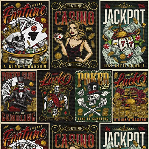 HEKO PANELS Stoff Oxford Wasserdichte Meterware Canvas-Stoff Polyester Stoff Zum Nähen Nähstoffe Möbelstoffe Dekostoffe Handwerken Wasserabweisend Blickdicht Casino Jackpot 1 Meter 155 x 100 cm von HEKO PANELS