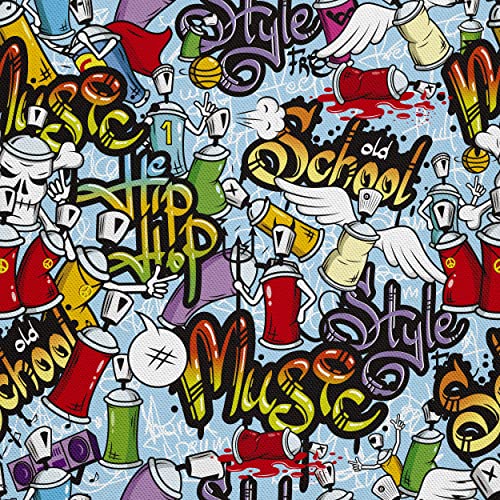 HEKO PANELS Stoff Oxford Wasserdichte Meterware Canvas-Stoff Polyester Stoff Zum Nähen Nähstoffe Möbelstoffe Dekostoffe Handwerken Wasserabweisend Blickdicht Graffiti 1 Meter 155 x 100 cm von HEKO PANELS