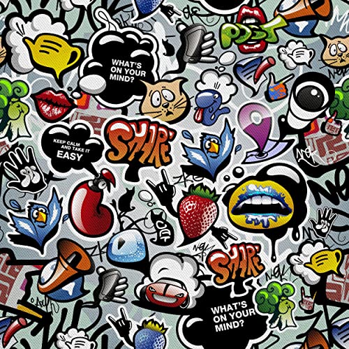 HEKO PANELS Stoff Oxford Wasserdichte Meterware Canvas-Stoff Polyester Stoff Zum Nähen Nähstoffe Möbelstoffe Dekostoffe Handwerken Wasserabweisend Blickdicht Graffiti 1 Meter 155 x 100 cm von HEKO PANELS