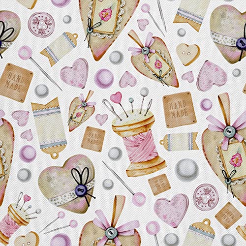 HEKO PANELS Stoff Oxford Wasserdichte Meterware Canvas-Stoff Polyester Stoff Zum Nähen Nähstoffe Möbelstoffe Dekostoffe Handwerken Wasserabweisend Blickdicht Herzen Retro 1 Meter 155 x 100 cm von HEKO PANELS
