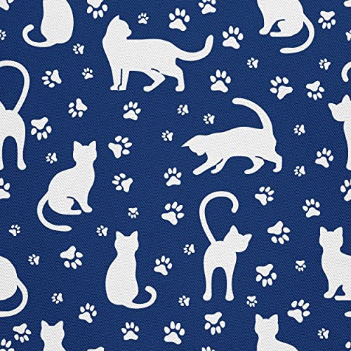 HEKO PANELS Stoff Oxford Wasserdichte Meterware Canvas-Stoff Polyester Stoff Zum Nähen Nähstoffe Möbelstoffe Dekostoffe Handwerken Wasserabweisend Blickdicht Katzen Blau 1 Meter 155 x 100 cm von HEKO PANELS