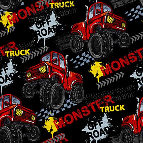 HEKO PANELS Stoff Oxford Wasserdichte Meterware Canvas-Stoff Polyester Stoff Zum Nähen Nähstoffe Möbelstoffe Dekostoffe Handwerken Wasserabweisend Blickdicht Monster Trucks 1 Meter 155 x 100 cm von HEKO PANELS