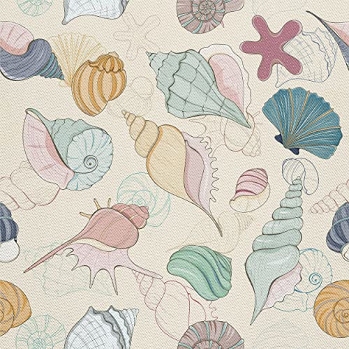 HEKO PANELS Stoff Oxford Wasserdichte Meterware Canvas-Stoff Polyester Zum Nähen Nähstoffe Möbelstoffe Dekostoffe Handwerken Wasserabweisend Blickdicht Muscheln 1 Meter 155 x 100 cm, DX186 von HEKO PANELS